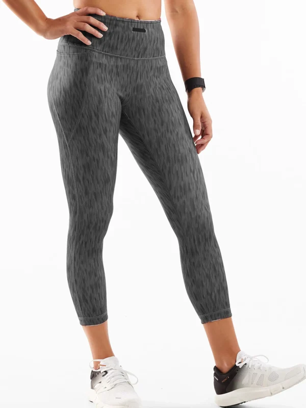 Mad Dash Reversible Crop Tights - Glacier Meadows>Title Nine Cheap
