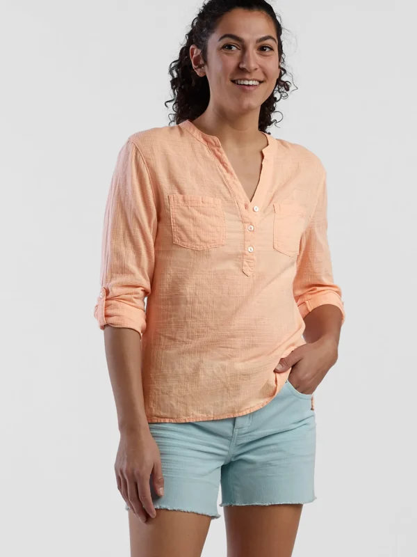 Moorea Gauze Textured Shirt>Title Nine Fashion