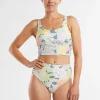 Streamline High Waisted Bikini Bottom - Barrier Reef>Title Nine Hot