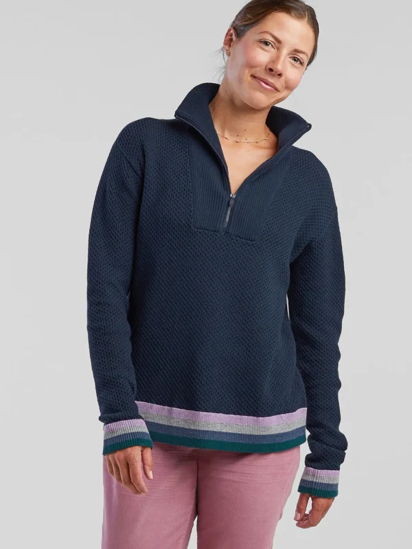 Woolicious Waffle 1/4 Zip Sweater - Stripe>Title Nine Shop
