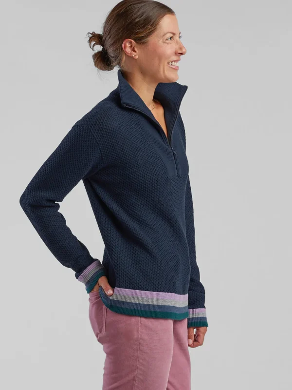 Woolicious Waffle 1/4 Zip Sweater - Stripe>Title Nine Shop